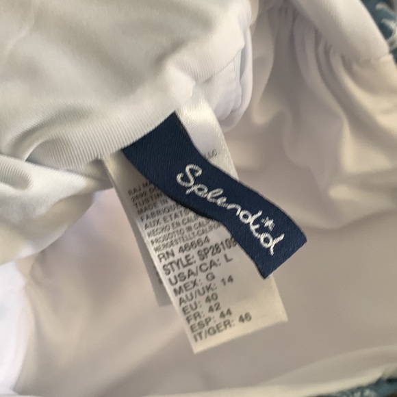 NWT Splendid Stormy Story Lace Up One-Piece Swimsuit tropical print blue white L - Picture 5 of 11